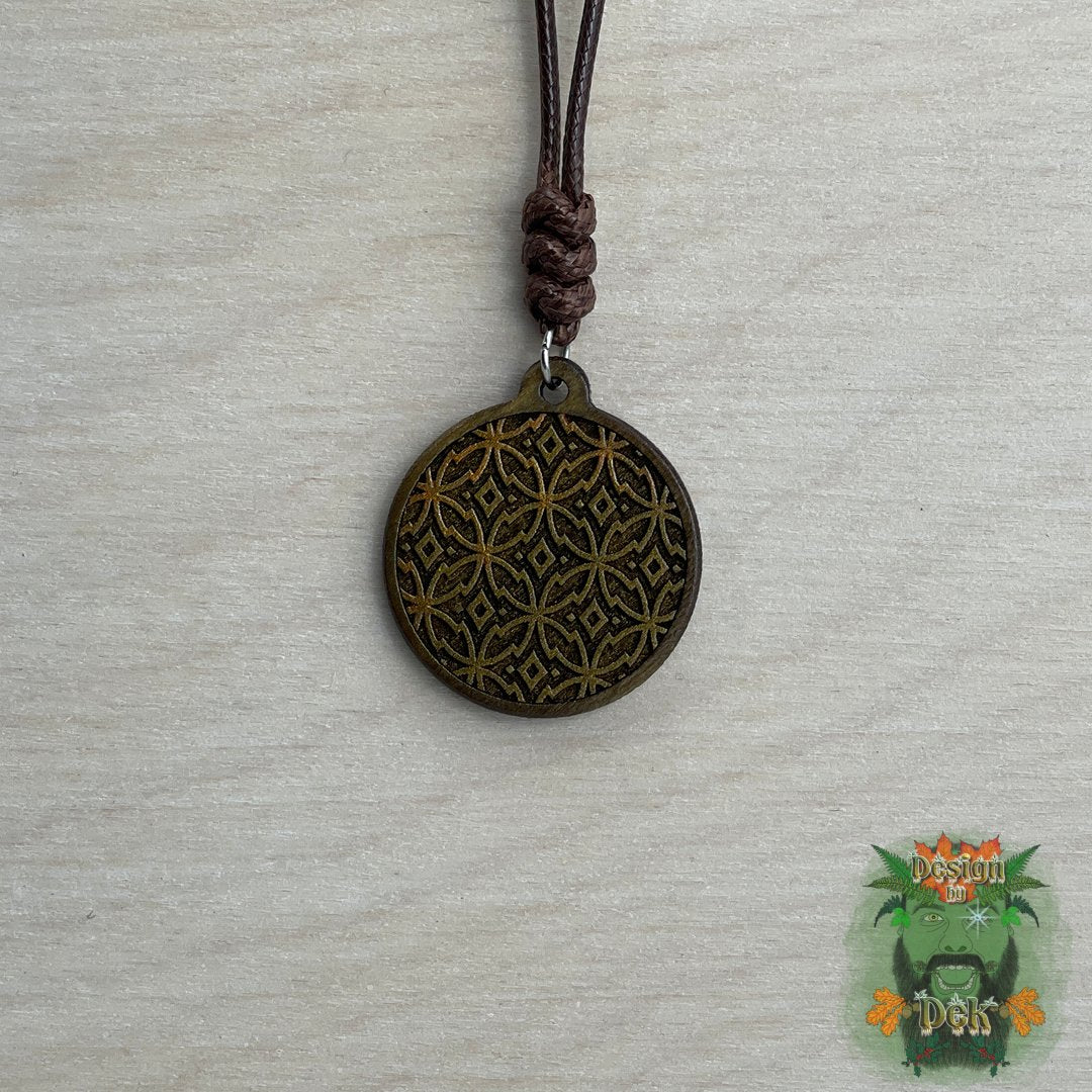 Adjustable Cord Necklace with Wooden Pendant (Jagged Diamond)