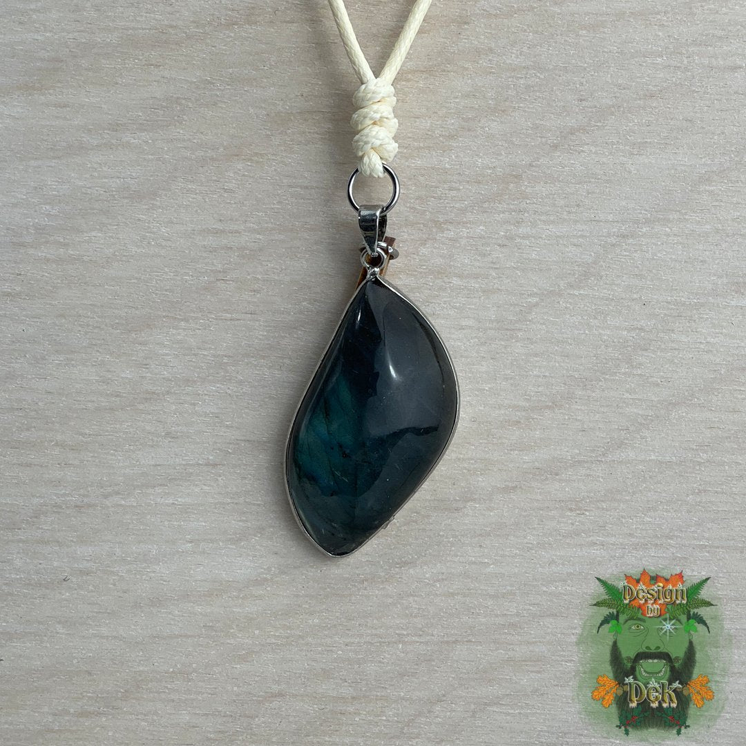 Labradorite Pendant with Adjustable Cord Necklace