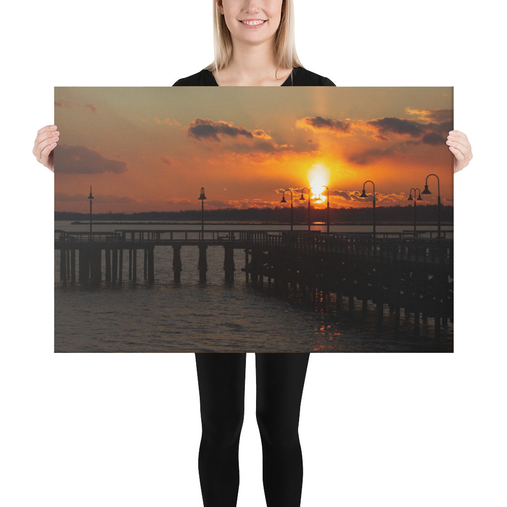 "Sunset at New Haven's Fort Hale Pier" (Canvas Print)