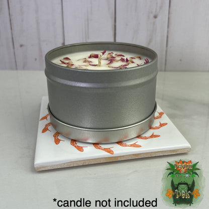 Ceramic Candle Plate - Koi Mandala