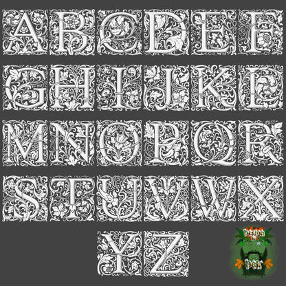 Slate Coaster Set - "Fancy Letter w/optional Monogram" (Set of four)