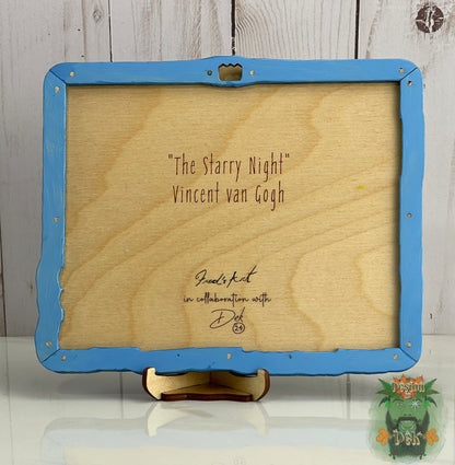 Framed wood engrave of Van Gogh's "The Starry Night" (Fred's Art Collab)