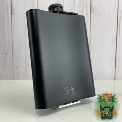 Hip Flask - Tree of Life "Great Minds Drink Alike" (Matte Black, 8 Oz Stainless Steel)