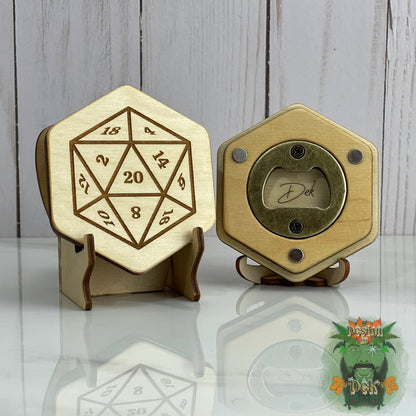 Wooden Hex-shaped bottle opener, refrigerator magnet