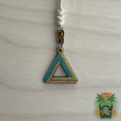 Adjustable Cord Necklace with Wooden Pendant (Impossible Triangle)