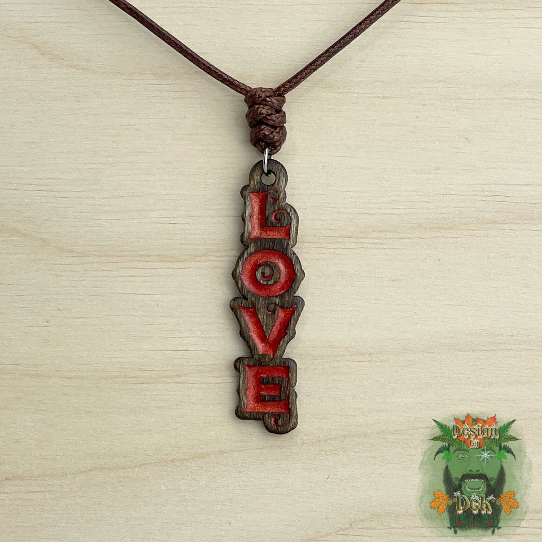 Adjustable Cord Necklace with Wooden Pendant (Various Styles)
