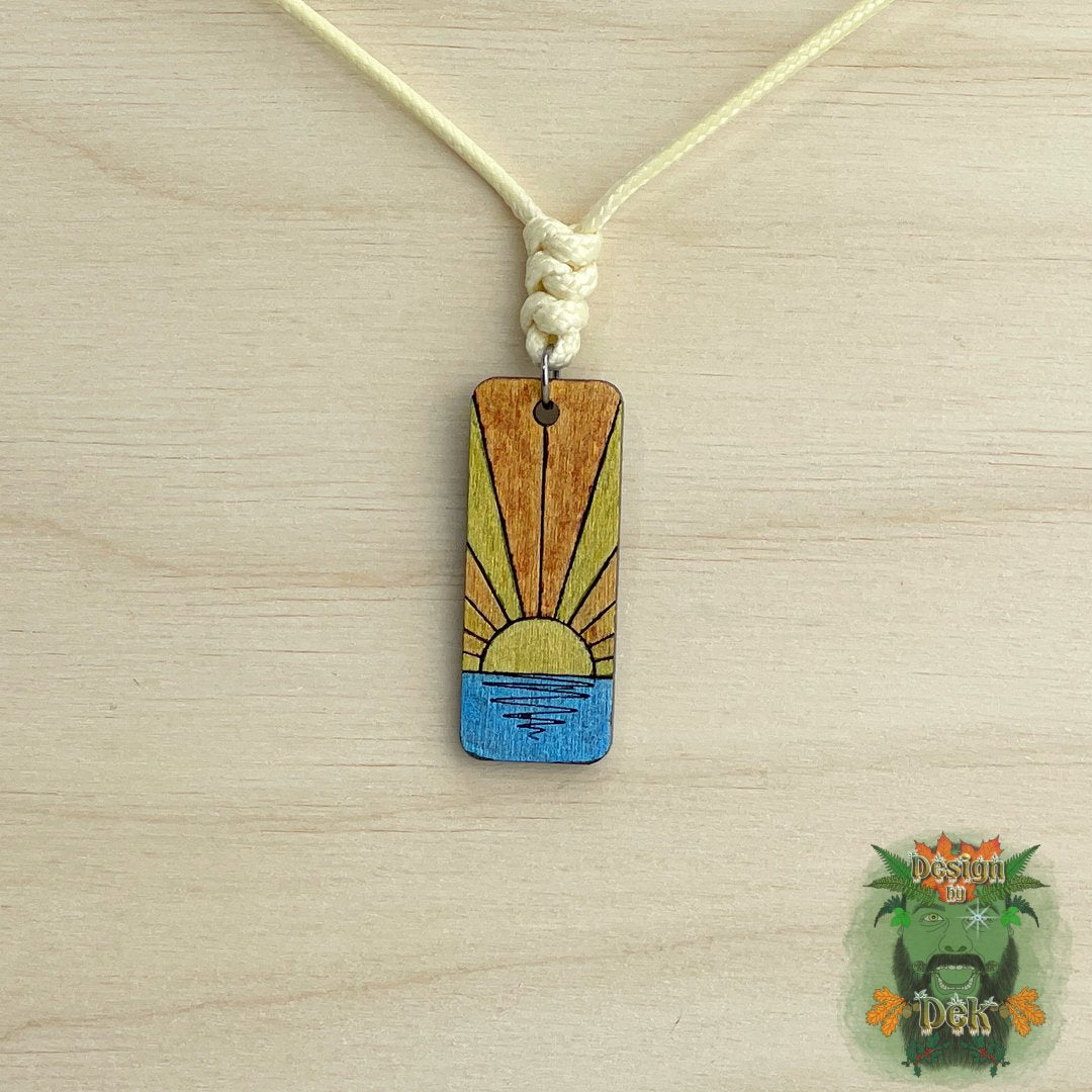 Adjustable Cord Necklace with Wooden Pendant (Various Styles)