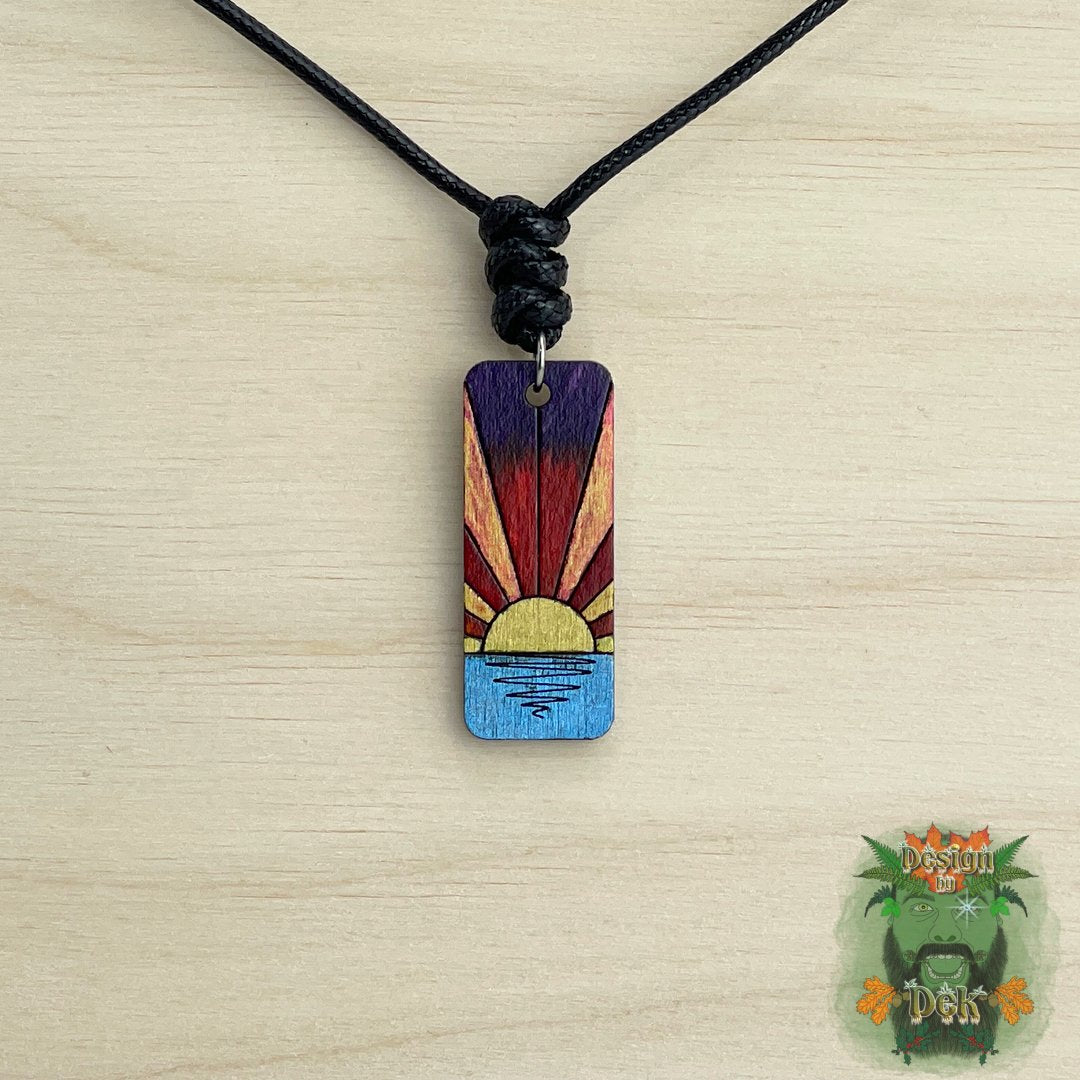 Adjustable Cord Necklace with Wooden Pendant (Various Styles)