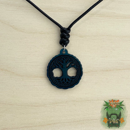 Adjustable Cord Necklace with Wooden Pendant (Various Styles)