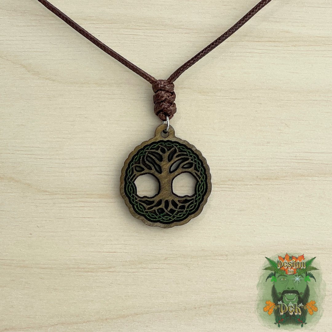 Adjustable Cord Necklace with Wooden Pendant (Various Styles)
