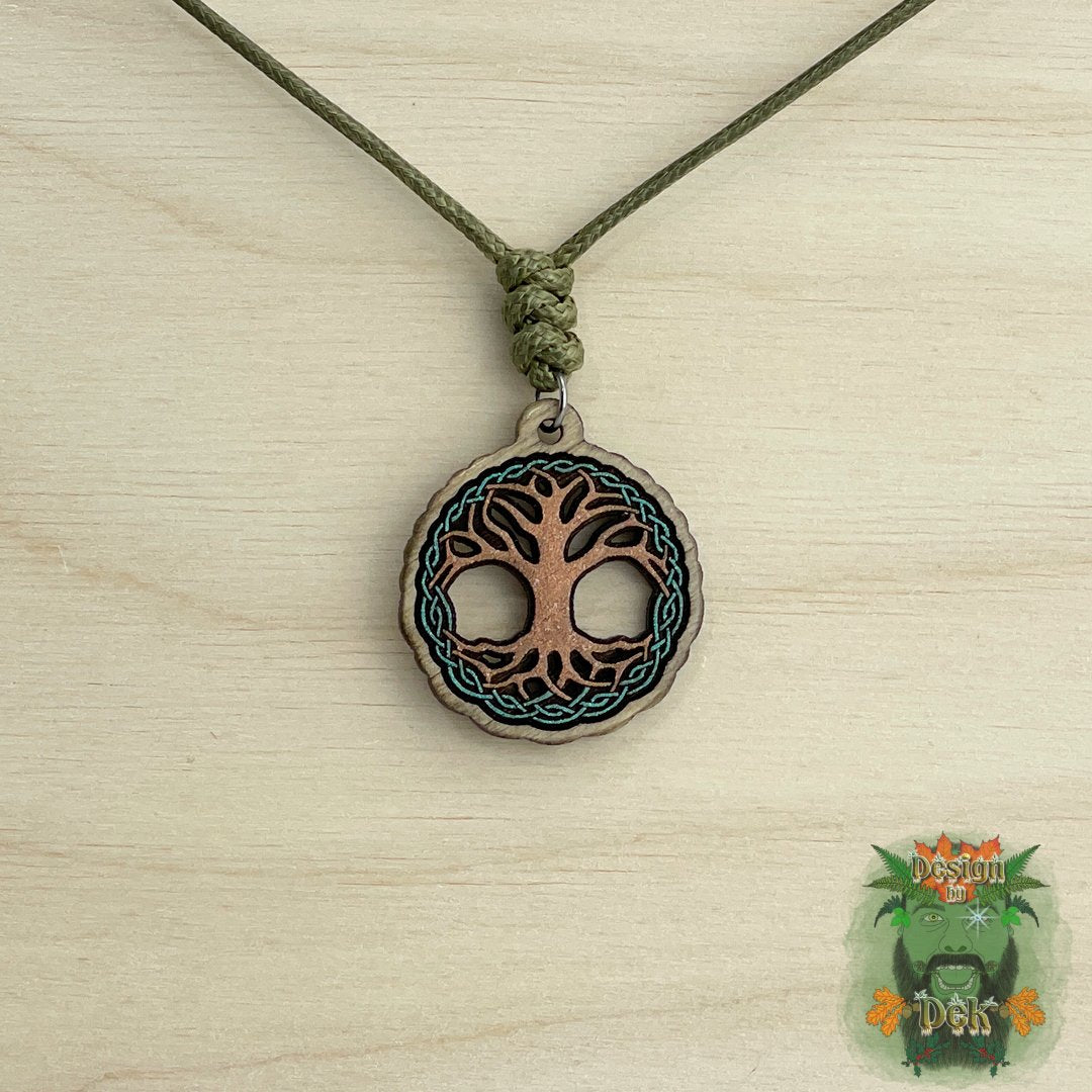 Adjustable Cord Necklace with Wooden Pendant (Various Styles)