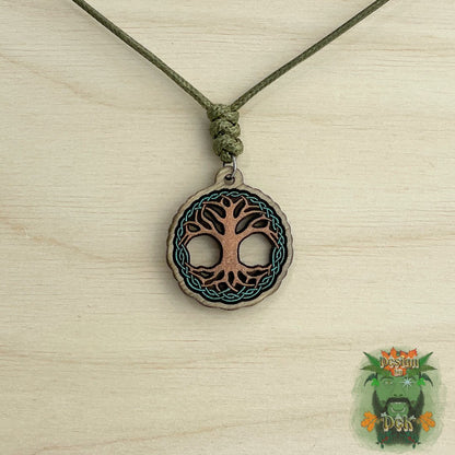 Adjustable Cord Necklace with Wooden Pendant (Various Styles)