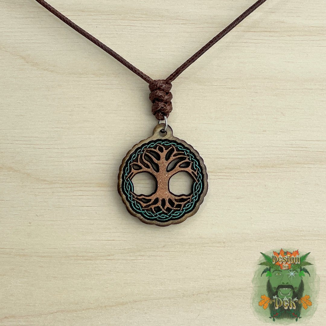 Adjustable Cord Necklace with Wooden Pendant (Various Styles)