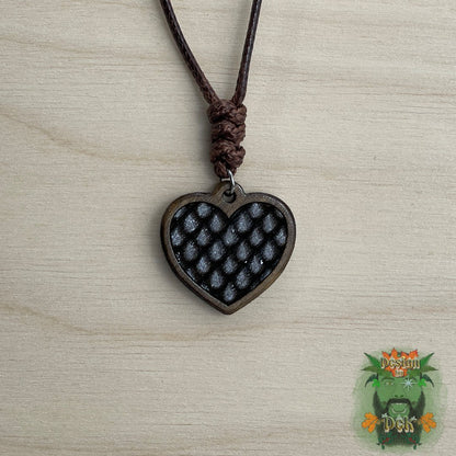 Adjustable Cord Necklace with Wooden Pendant (Dragon Heart)