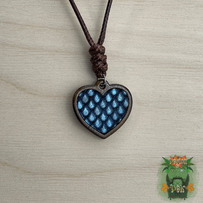 Adjustable Cord Necklace with Wooden Pendant (Dragon Heart)