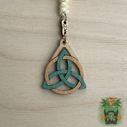 Adjustable Cord Necklace with Wooden Pendant (Trinity Knot)