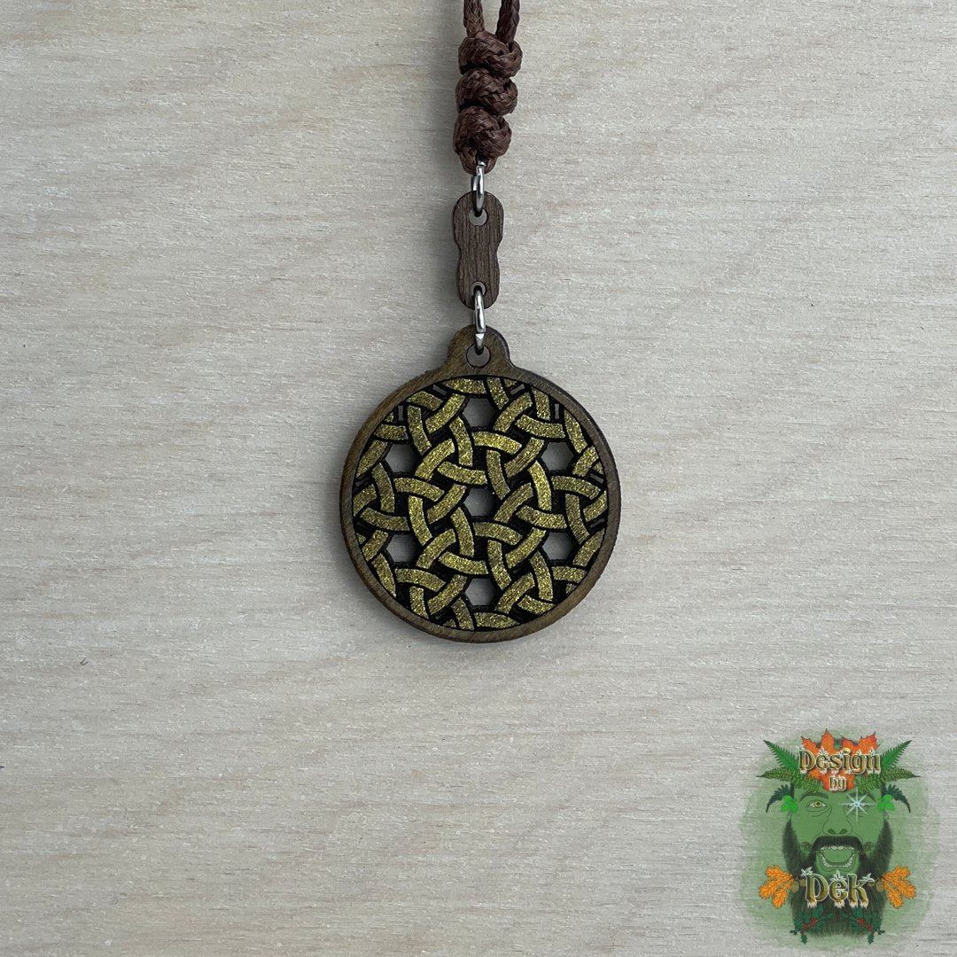Adjustable Cord Necklace with Wooden Pendant (Chainmail)