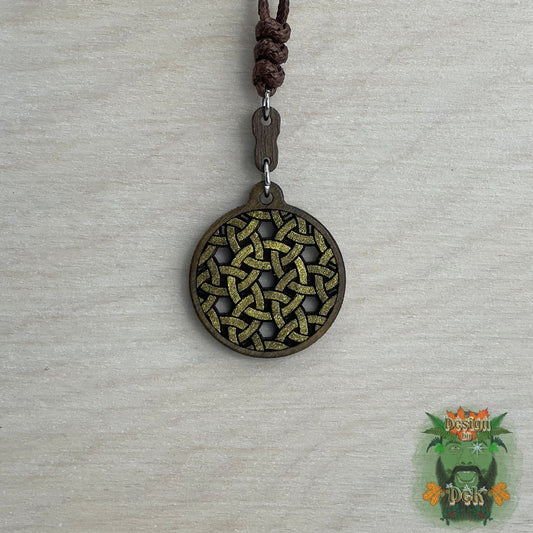 Adjustable Cord Necklace with Wooden Pendant (Chainmail)