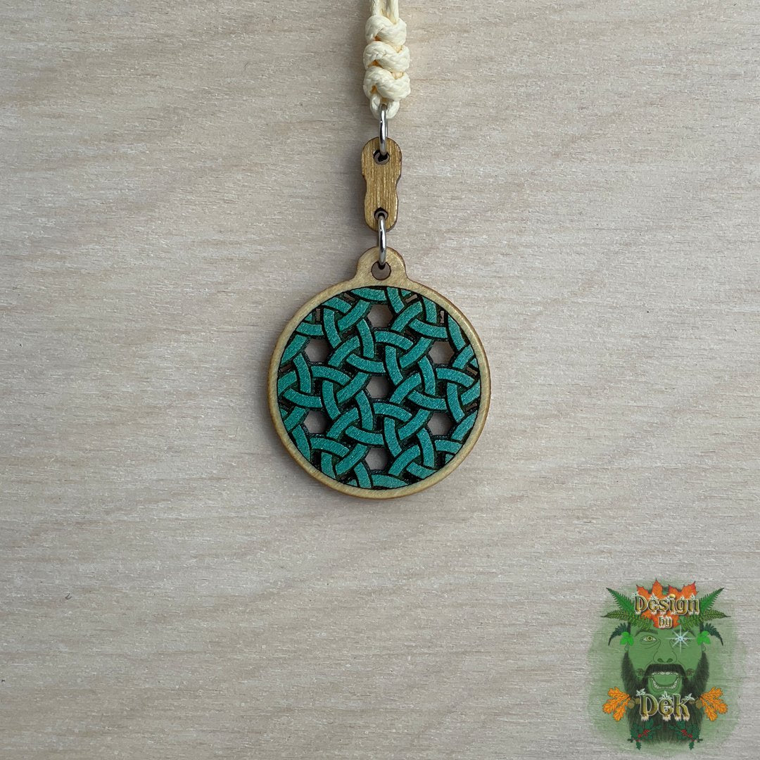 Adjustable Cord Necklace with Wooden Pendant (Chainmail)