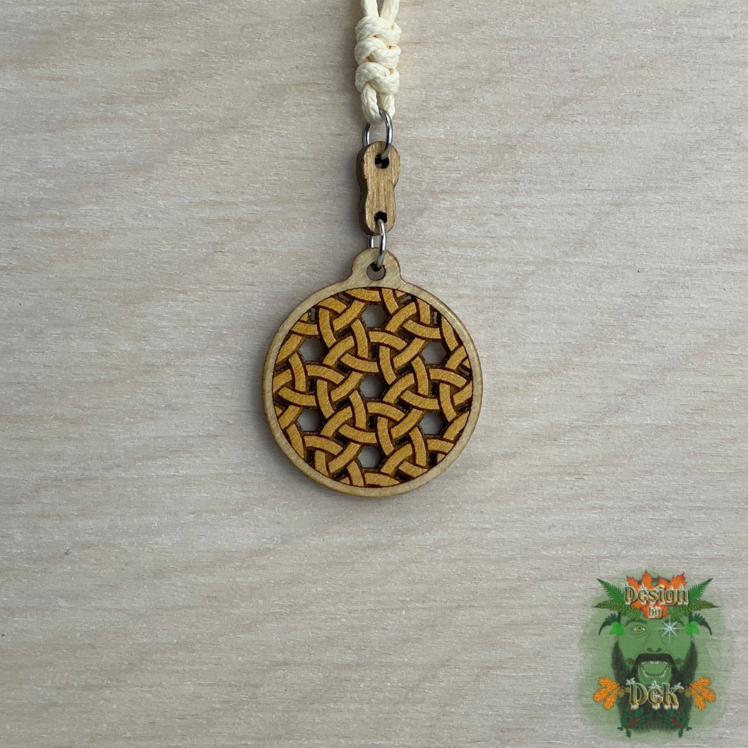 Adjustable Cord Necklace with Wooden Pendant (Chainmail)
