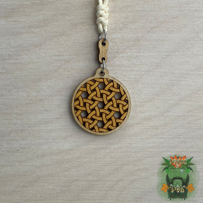 Adjustable Cord Necklace with Wooden Pendant (Chainmail)