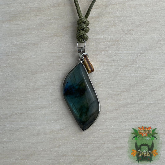 Labradorite Pendant with Adjustable Cord Necklace
