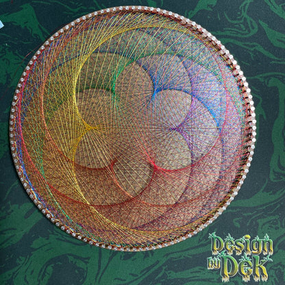 String Art - "120pt Circle - Rainbow Lily", Wooden Wall Decor