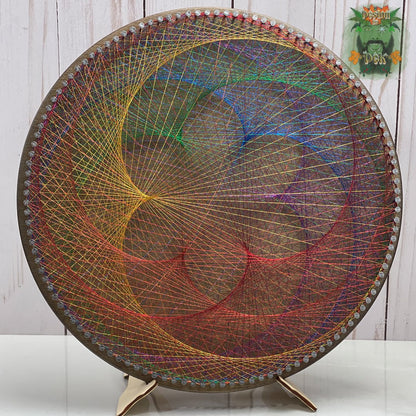 String Art - "120pt Circle - Rainbow Lily", Wooden Wall Decor