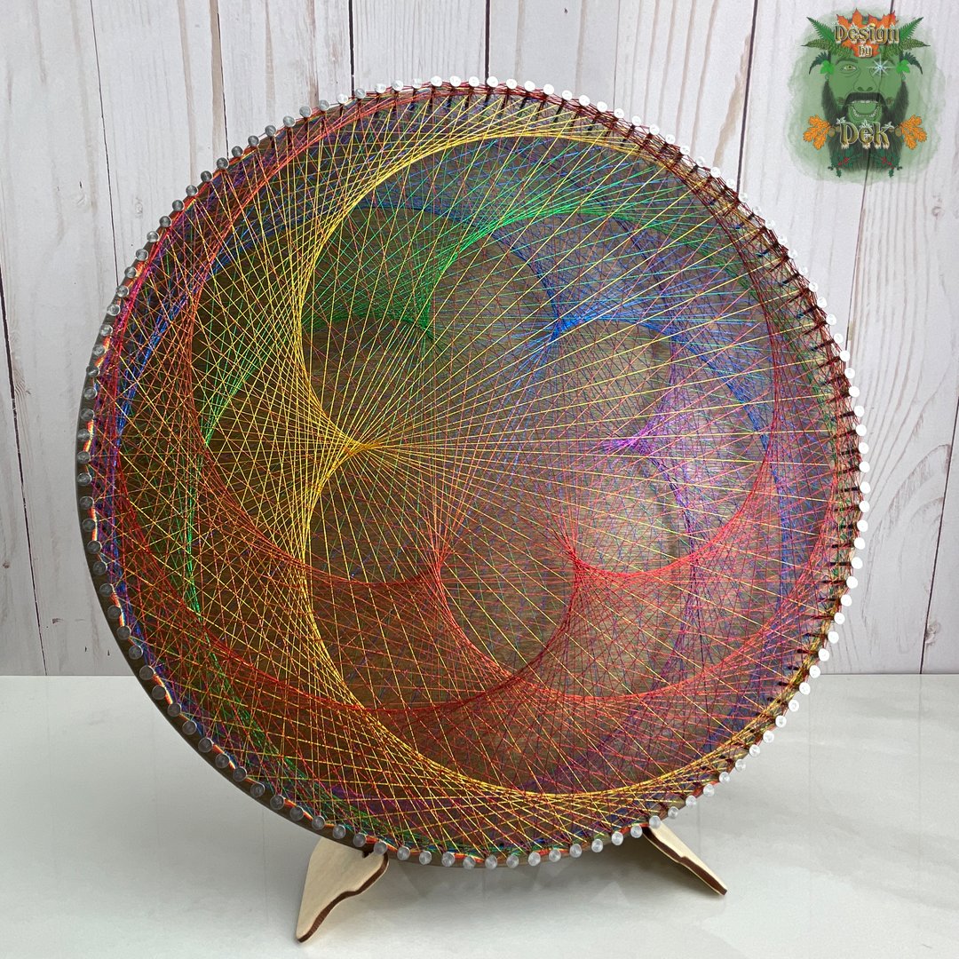 String Art - "120pt Circle - Rainbow Lily", Wooden Wall Decor