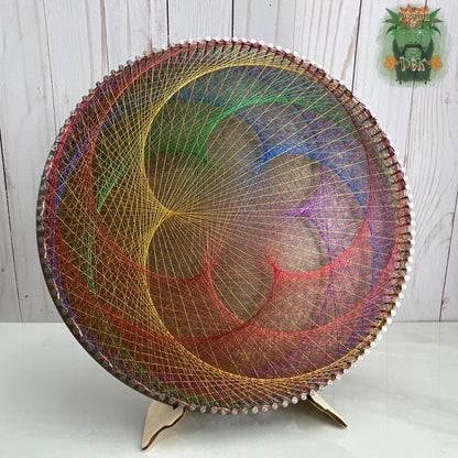 String Art - "120pt Circle - Rainbow Lily", Wooden Wall Decor