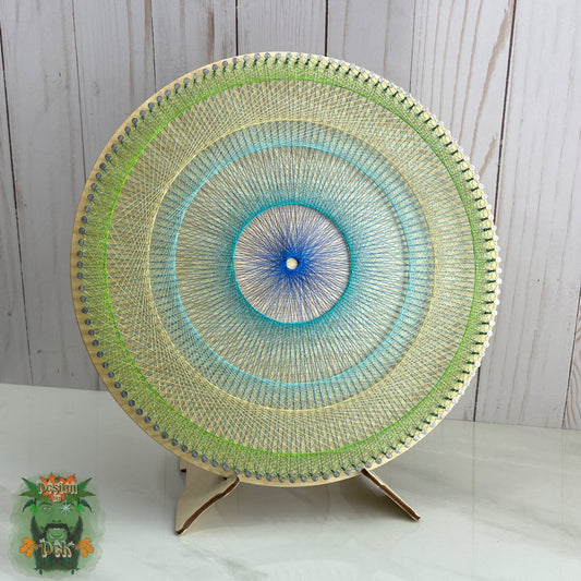 String Art - "120pt Circle - Beach Mandala", Wooden Wall Decor