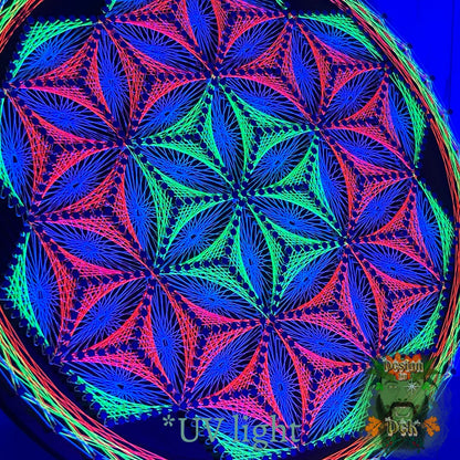 UV-reactive String Art - "Flower of Life"