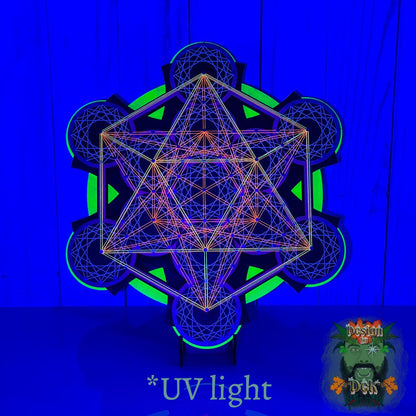 UV-reactive String Art - "UV Metatron's Cube"