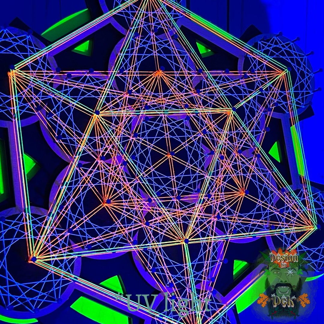 UV-reactive String Art - "UV Metatron's Cube"