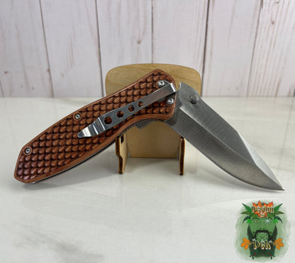 Northwest Trail Pocket Knife, Seeta Wood Handle, 3dScale Engrave