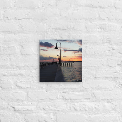 "Sunset at New Haven's Fort Hale Pier - Blue" (Canvas Print)