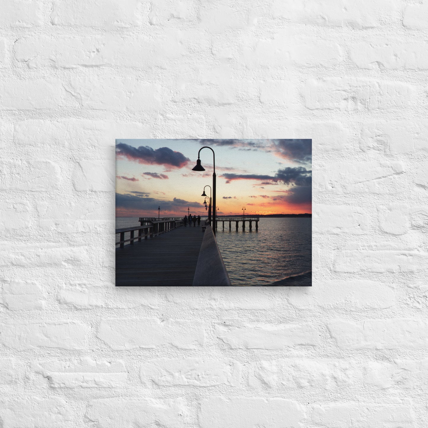 "Sunset at New Haven's Fort Hale Pier - Blue" (Canvas Print)