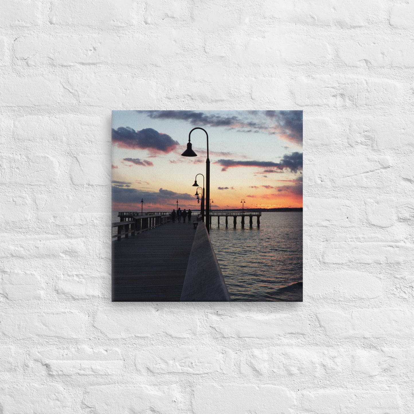"Sunset at New Haven's Fort Hale Pier - Blue" (Canvas Print)