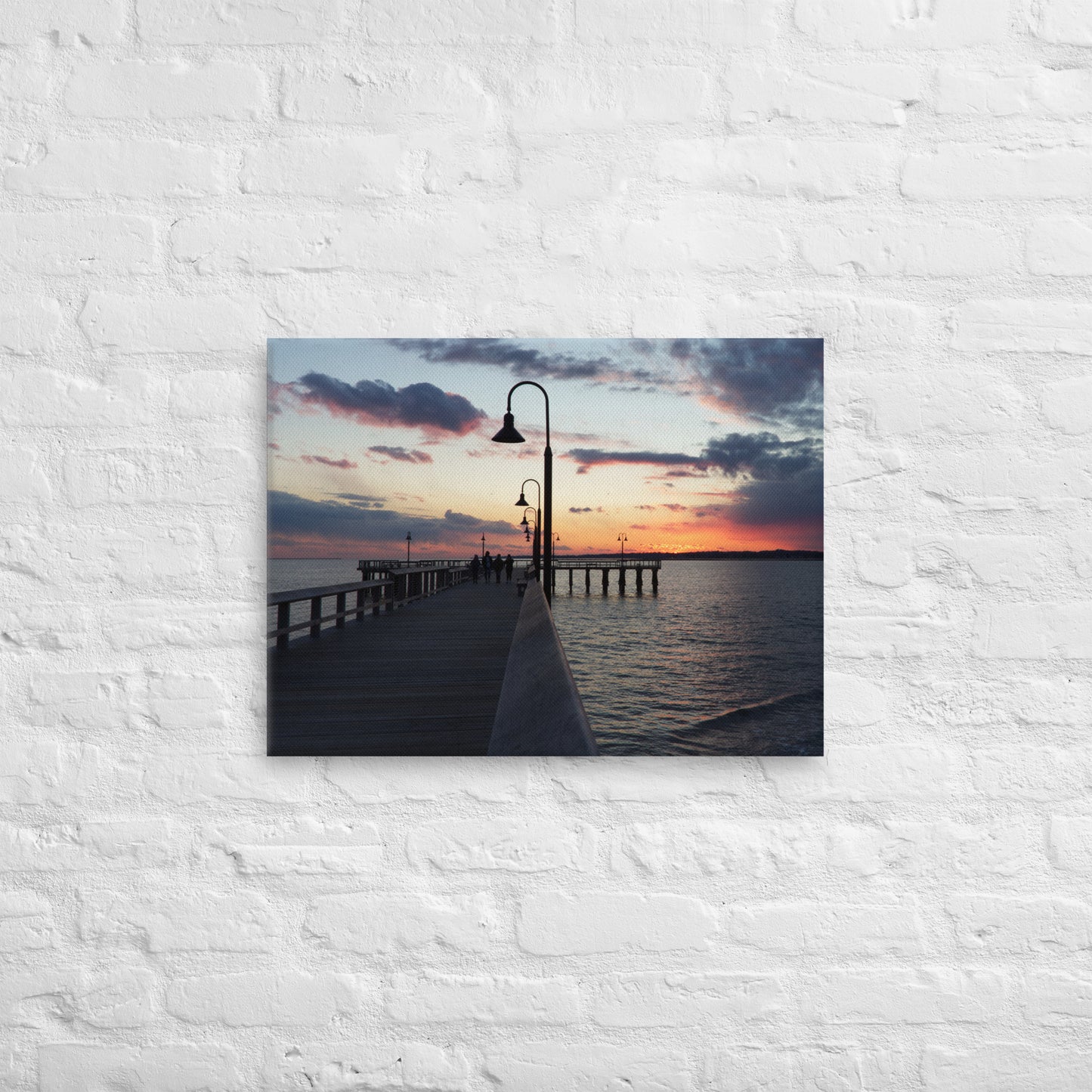 "Sunset at New Haven's Fort Hale Pier - Blue" (Canvas Print)