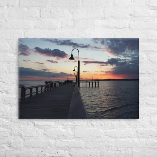 "Sunset at New Haven's Fort Hale Pier - Blue" (Canvas Print)