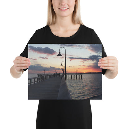 "Sunset at New Haven's Fort Hale Pier - Blue" (Canvas Print)