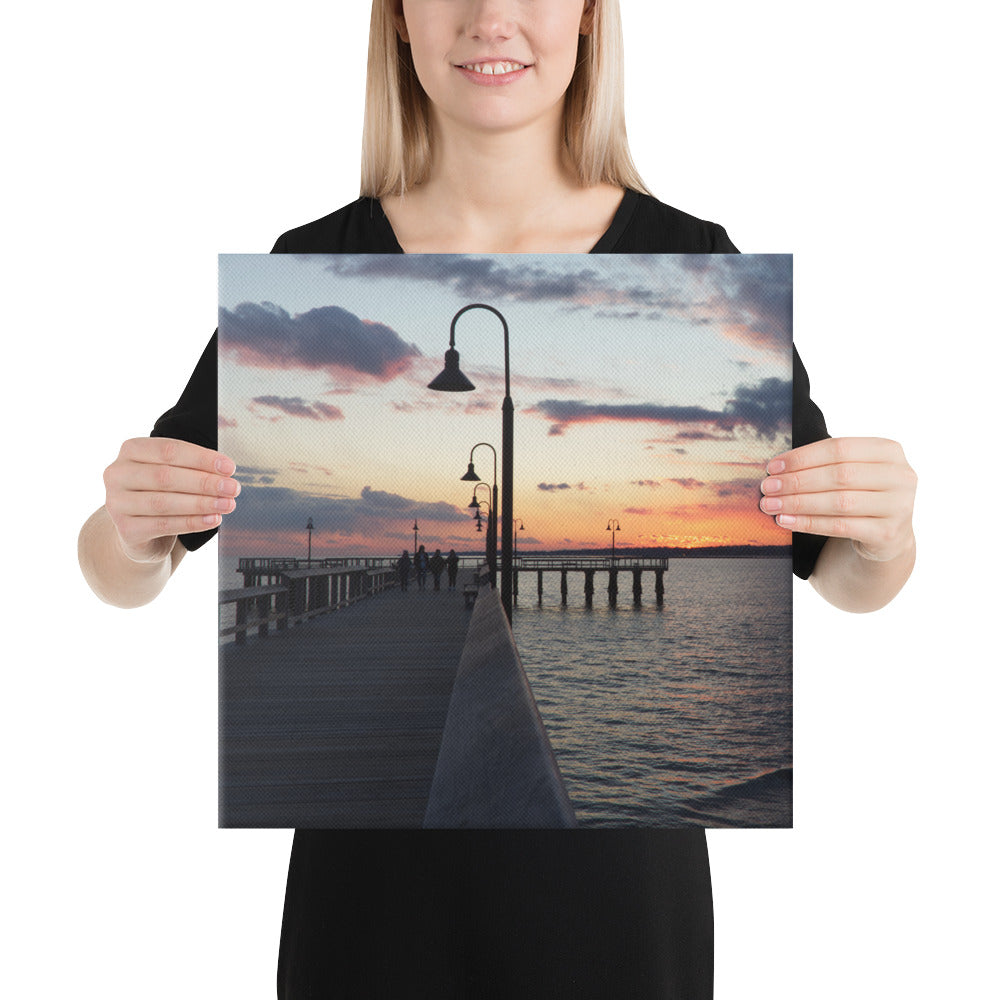"Sunset at New Haven's Fort Hale Pier - Blue" (Canvas Print)