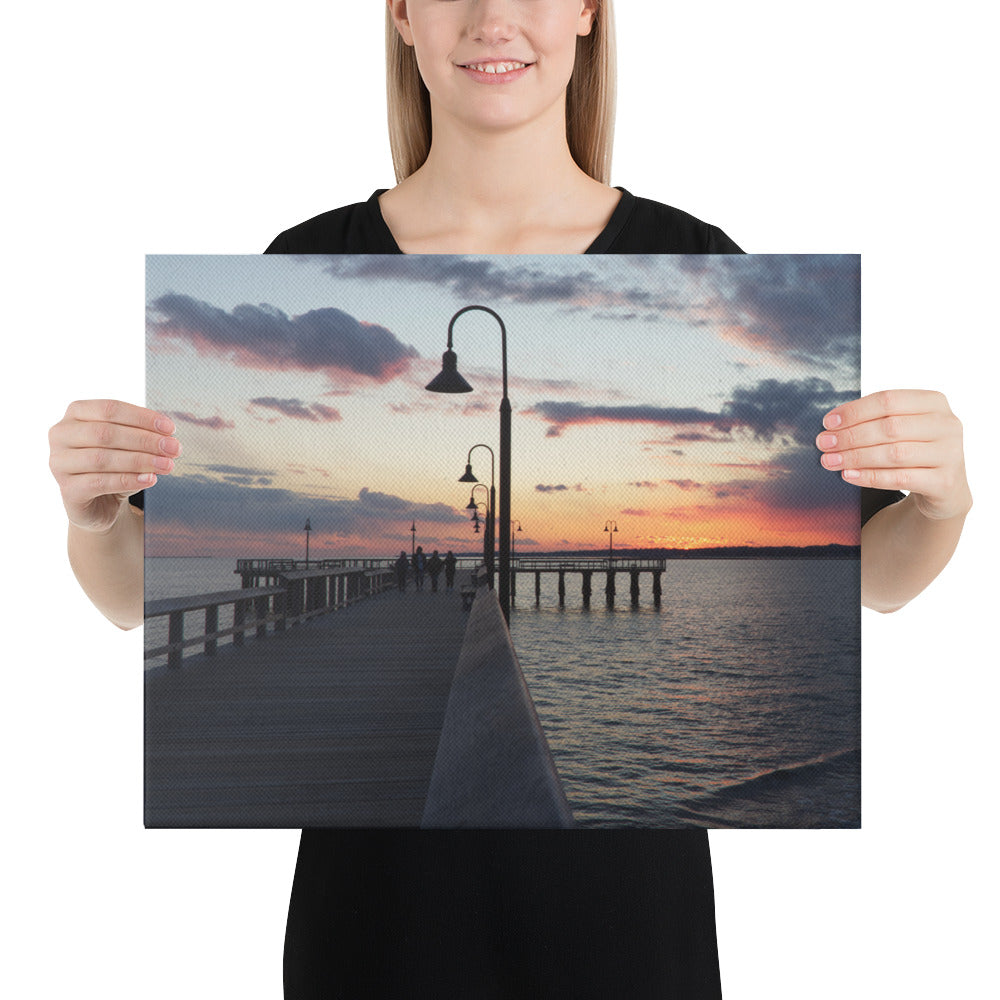"Sunset at New Haven's Fort Hale Pier - Blue" (Canvas Print)