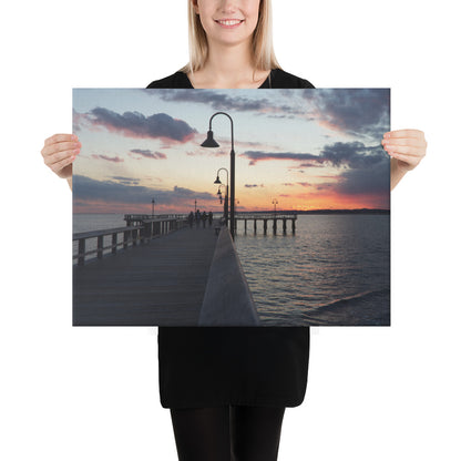"Sunset at New Haven's Fort Hale Pier - Blue" (Canvas Print)
