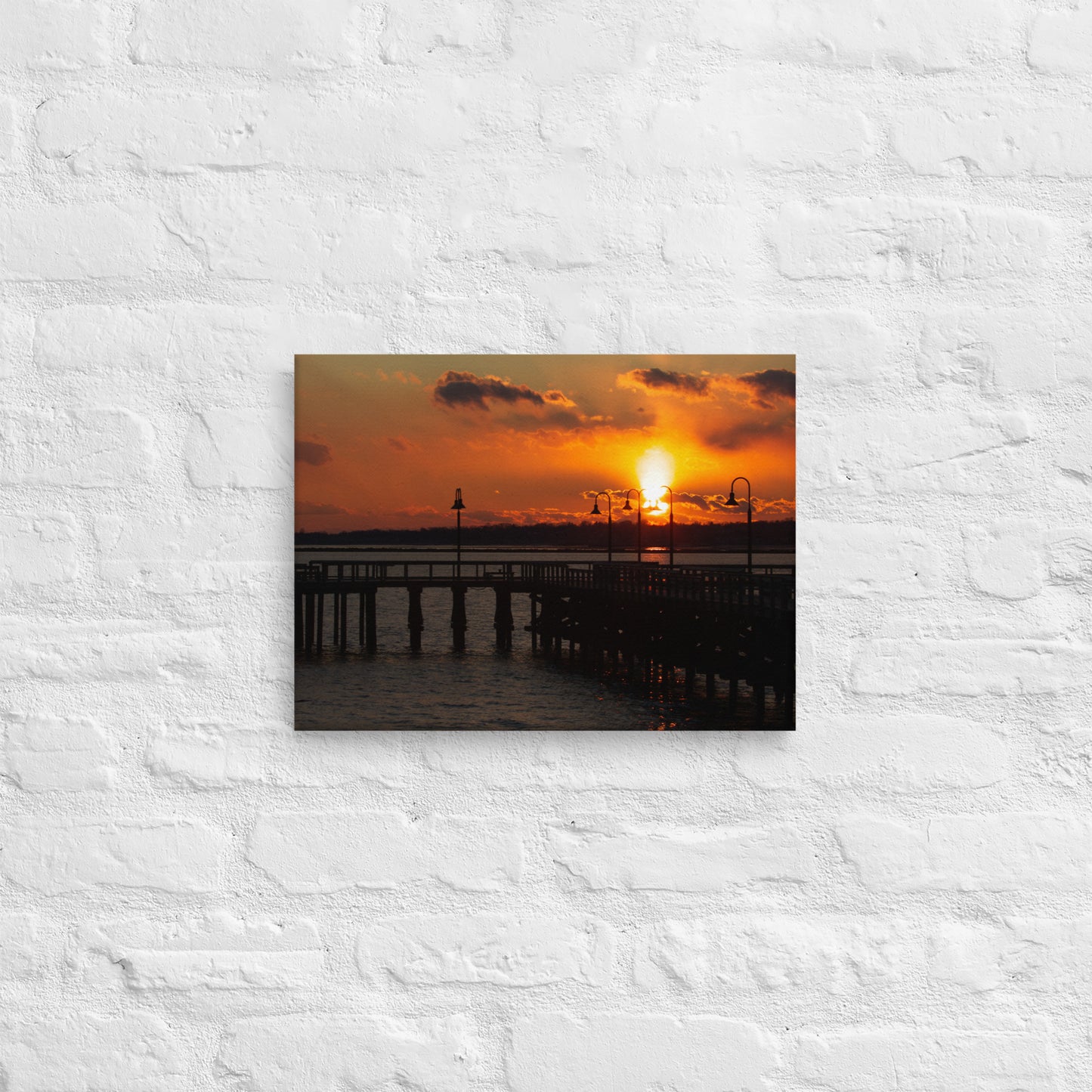 "Sunset at New Haven's Fort Hale Pier" (Canvas Print)