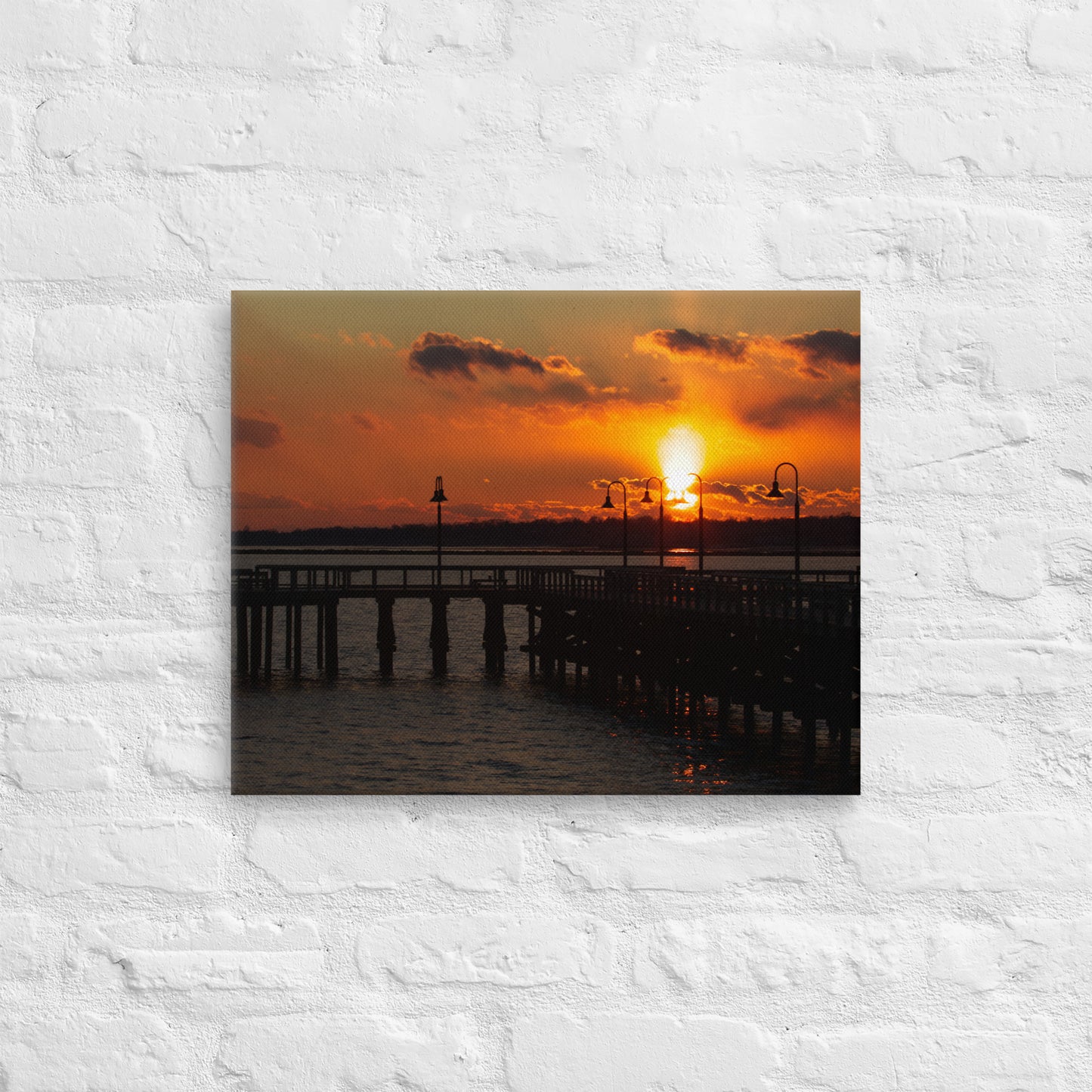 "Sunset at New Haven's Fort Hale Pier" (Canvas Print)