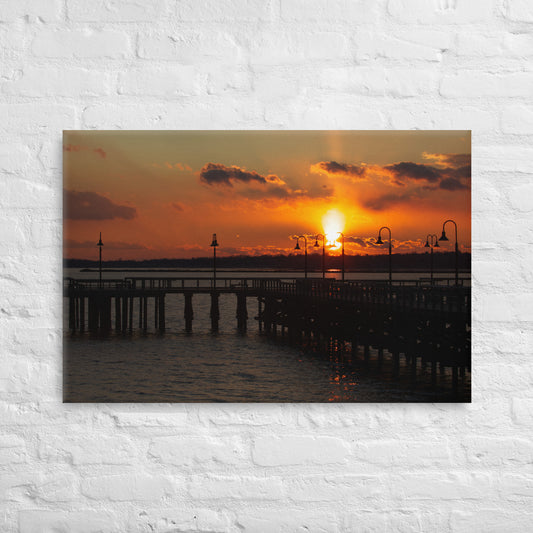 "Sunset at New Haven's Fort Hale Pier" (Canvas Print)