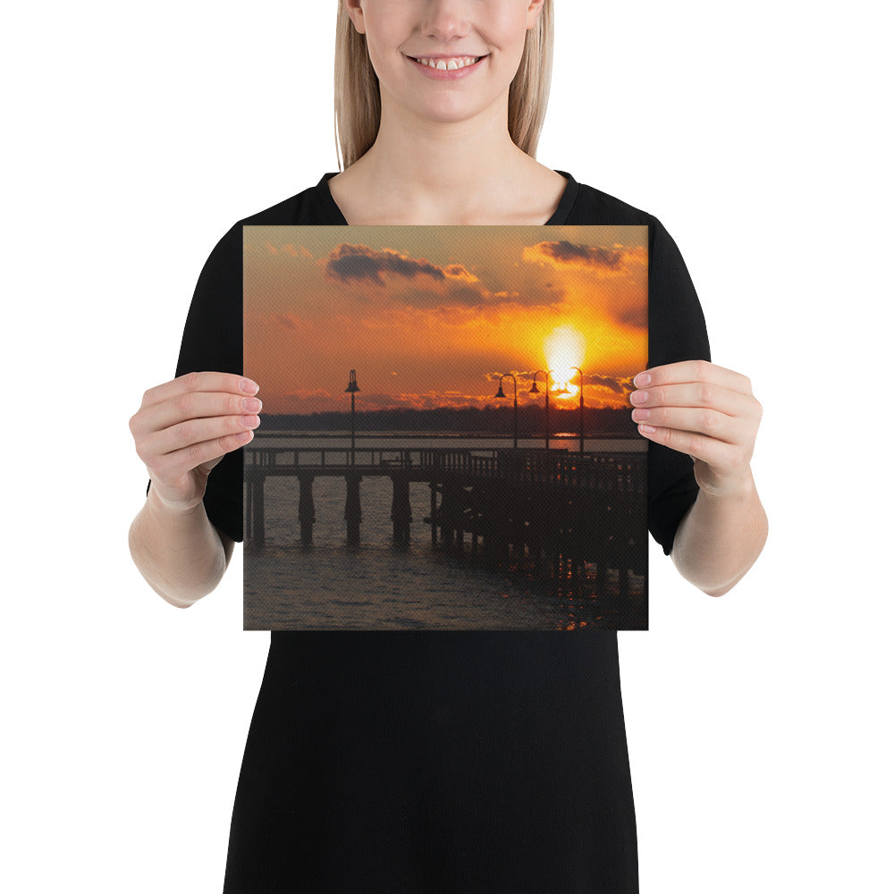 "Sunset at New Haven's Fort Hale Pier" (Canvas Print)
