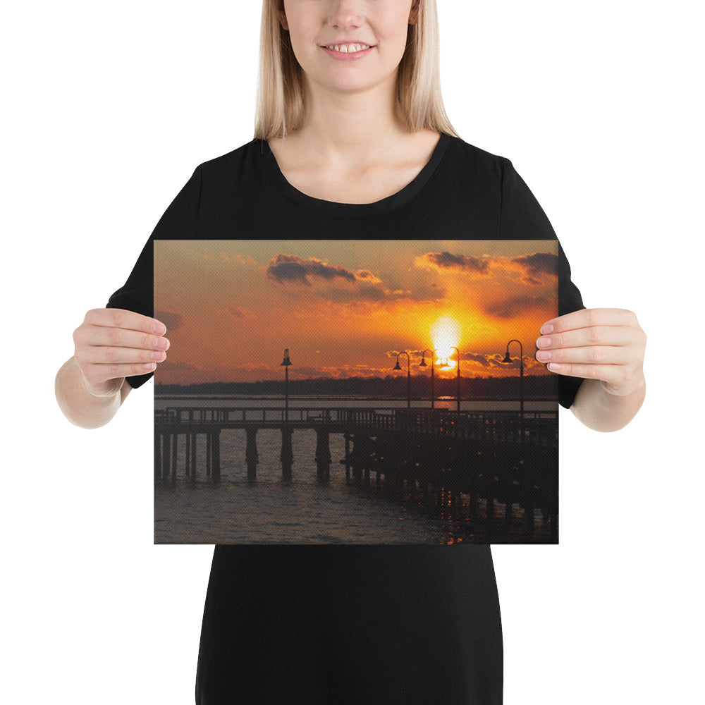 "Sunset at New Haven's Fort Hale Pier" (Canvas Print)