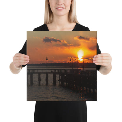 "Sunset at New Haven's Fort Hale Pier" (Canvas Print)
